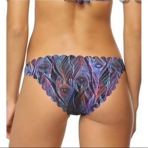 PILYQ Plume Peacock Wave Full Teeny Reversible Bikini Bottoms NWT